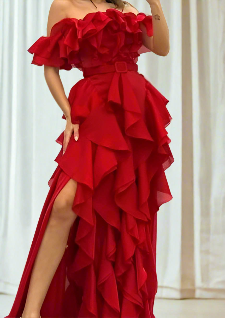 Long Layered Ruffle Dress ASOS DESIGN V Front Tiered Ruffle Maxi