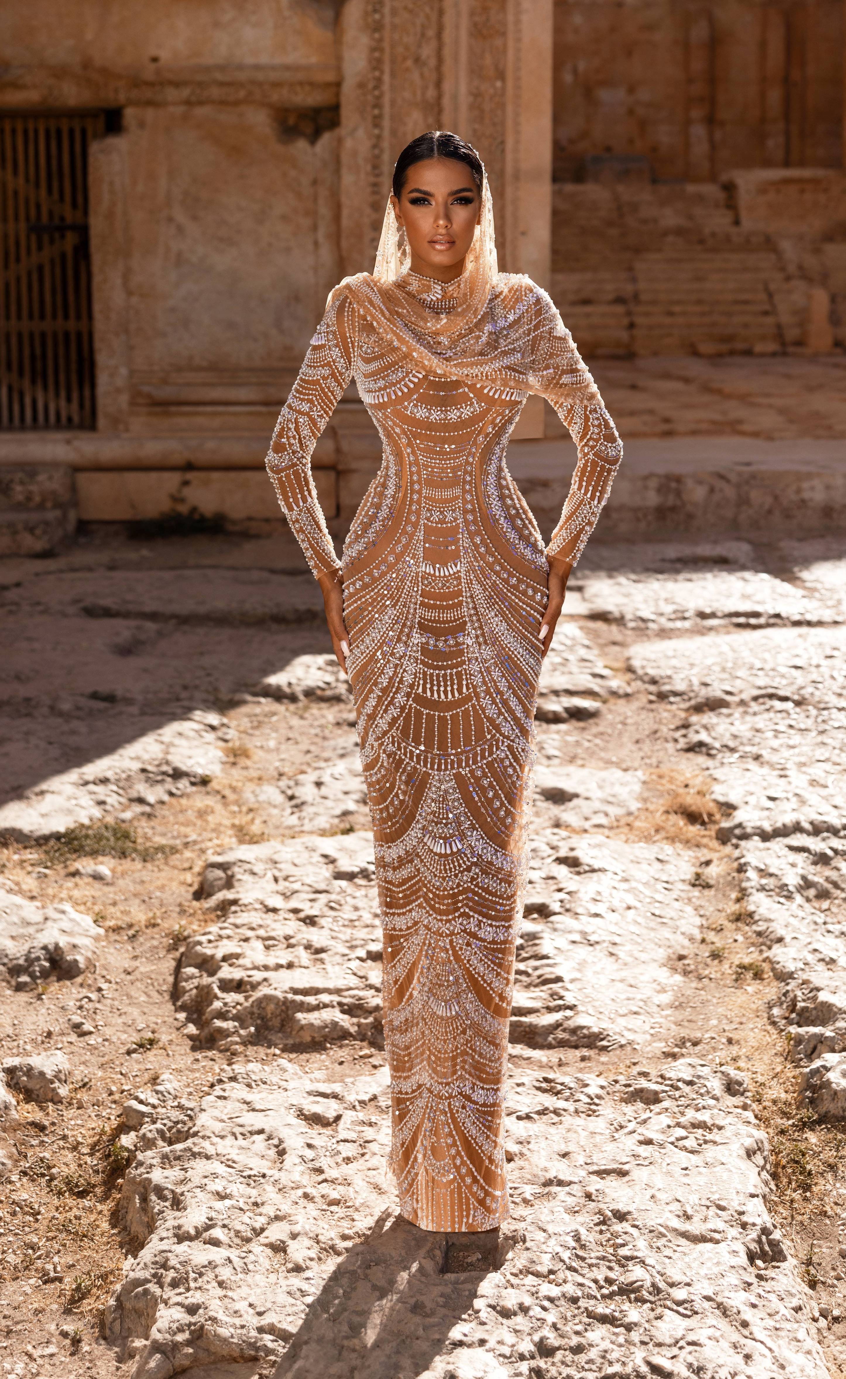 Couture Gold Beaded Formal Dress FATIMA K FJOLLA PEARL