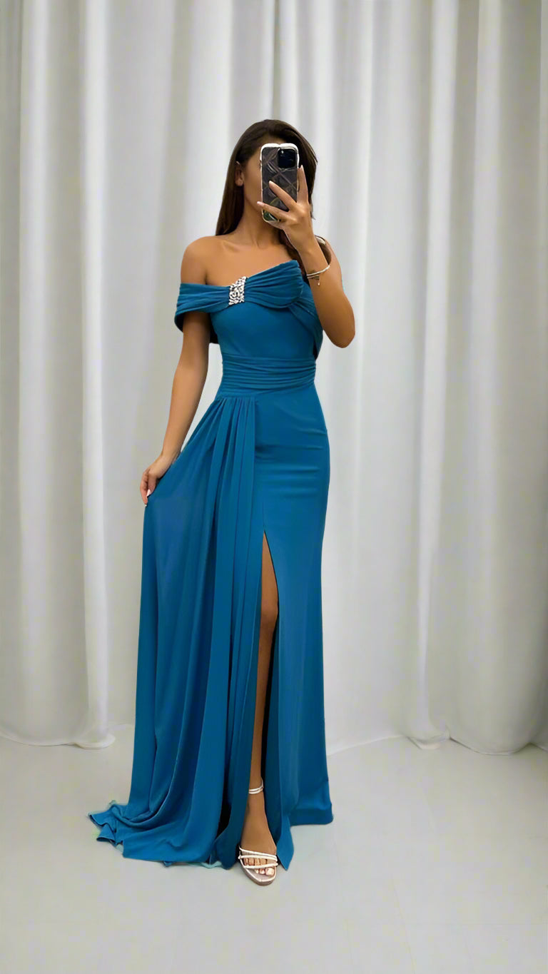 Off-Shoulder Detailed Gown main image 0
