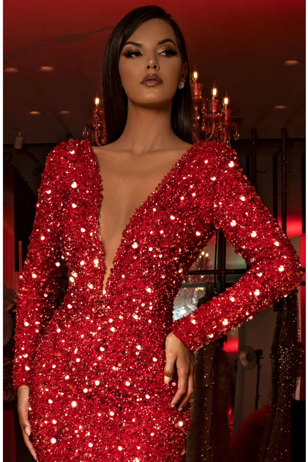 Long Velvet dress with sequin detail – ALBINA DYLA