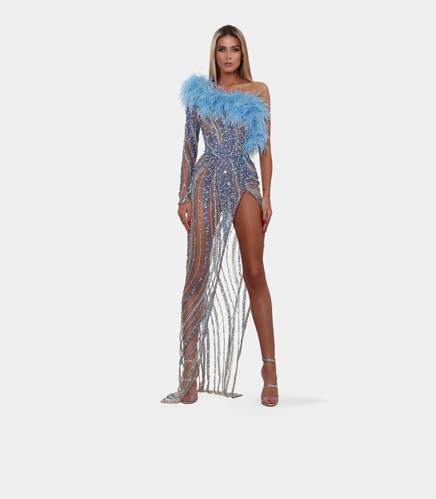 albina dyla blue embellished dress Albina Dyla Blue Embellished Gown - Passion