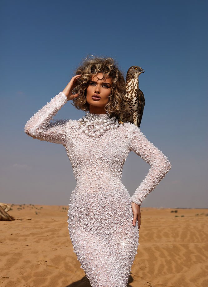 ALBINA DYLA WHITE PEARL HALTER NECK DRESS ALBINA DYLA WHITE PEARL HALTER NECK DRESS