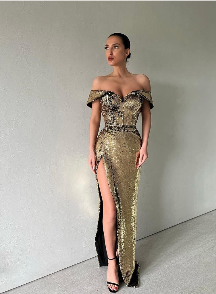 sequin dress with shawl