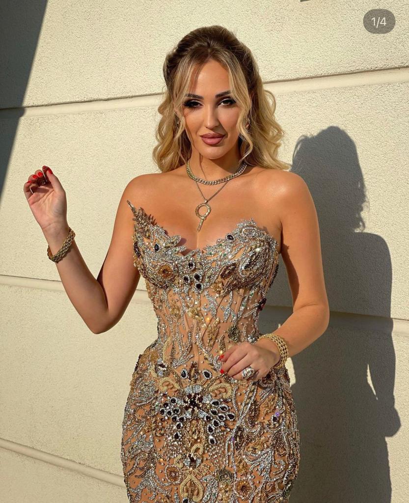 gold jewel dress Rose Gold Sequin Maxi Dress With Gold Detail