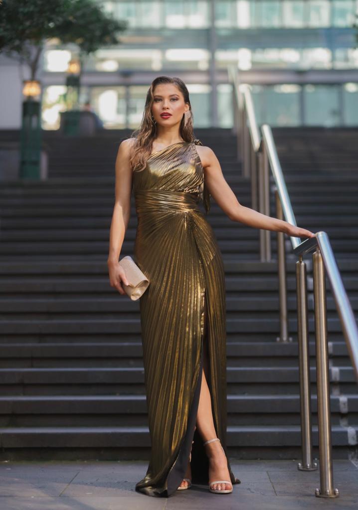 PLEATED GODDESS ONE SHOULDER