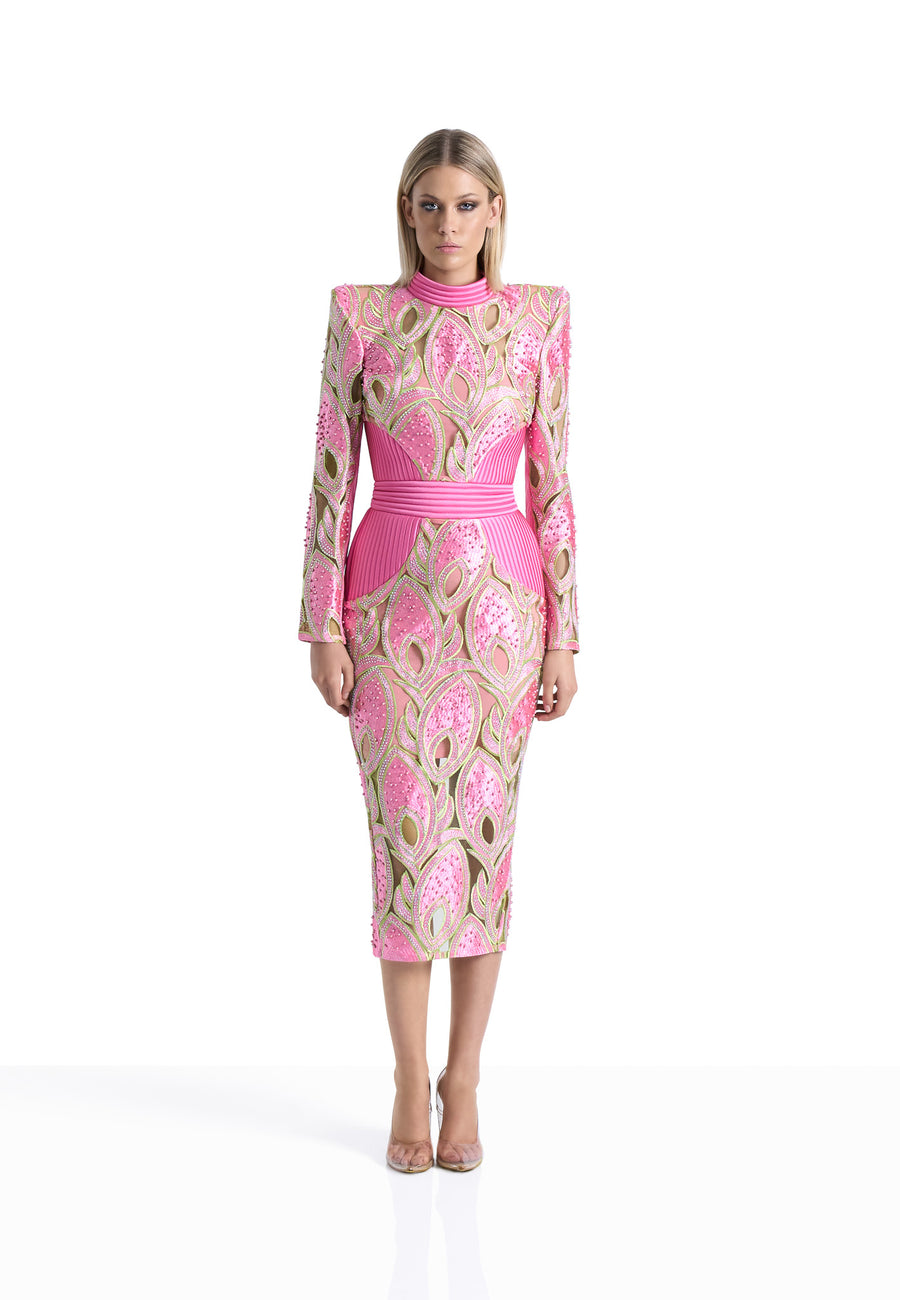 pink zhivago dress V-Neck Knee-Length Dress