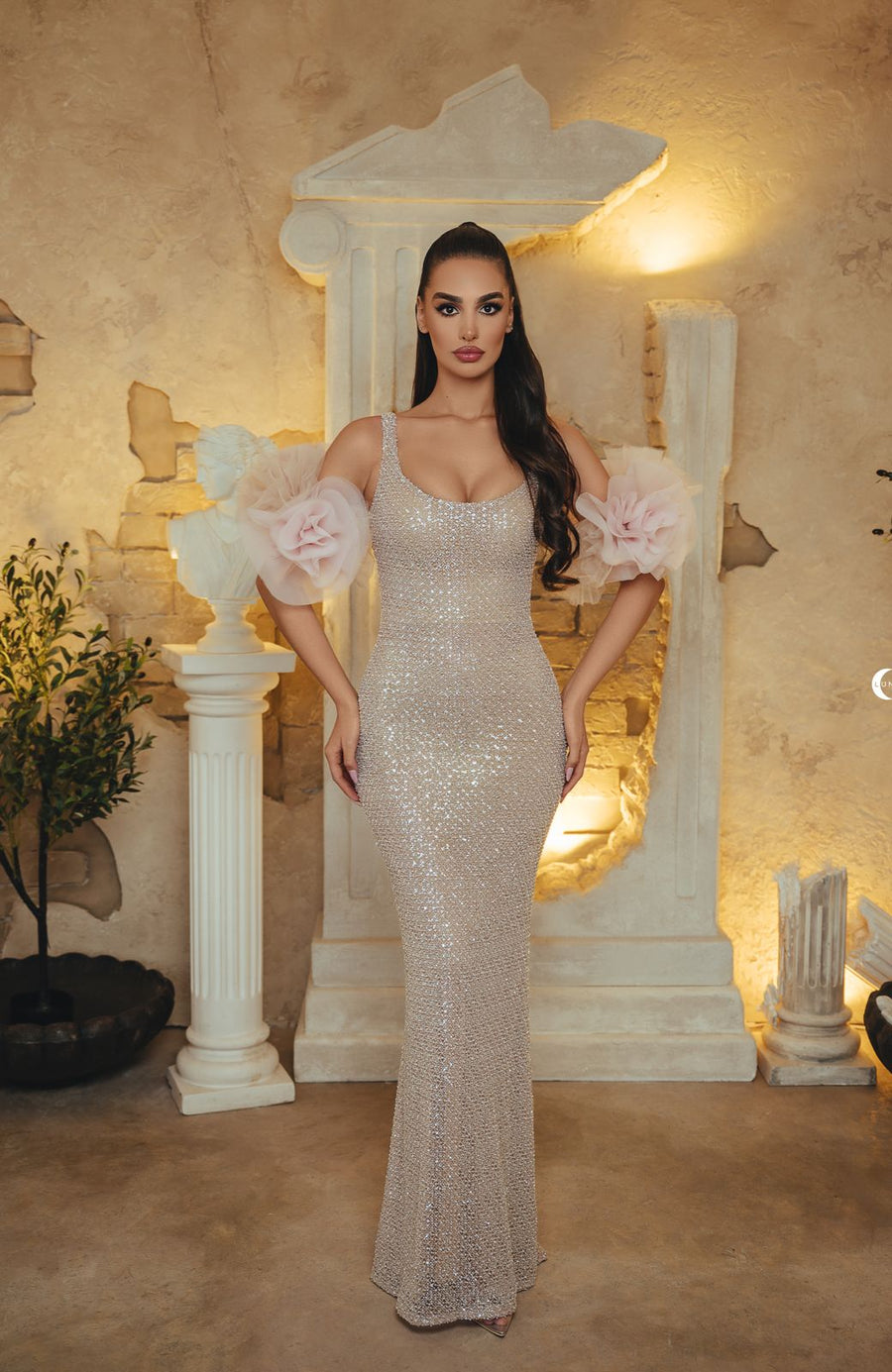 SOFT BEADED SINGLET GOWN