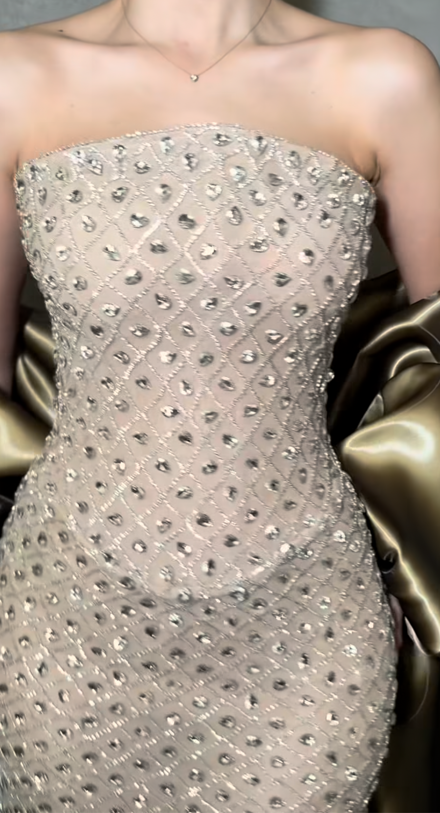 DIAMOND BEADED GOWN WITH OPTIONAL CAPE