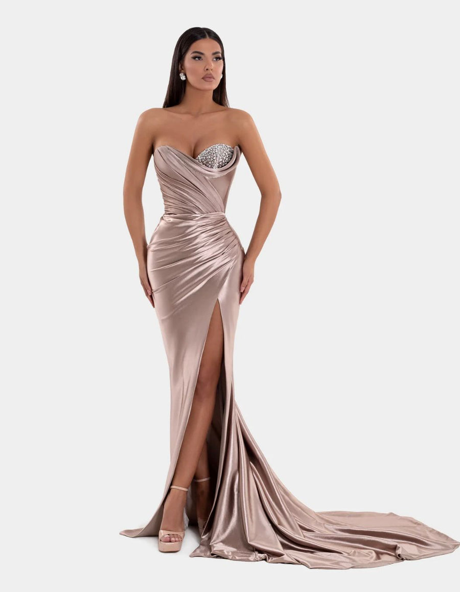 ALBINA DYLA ROYAL SATIN WITH BEADED BUST
