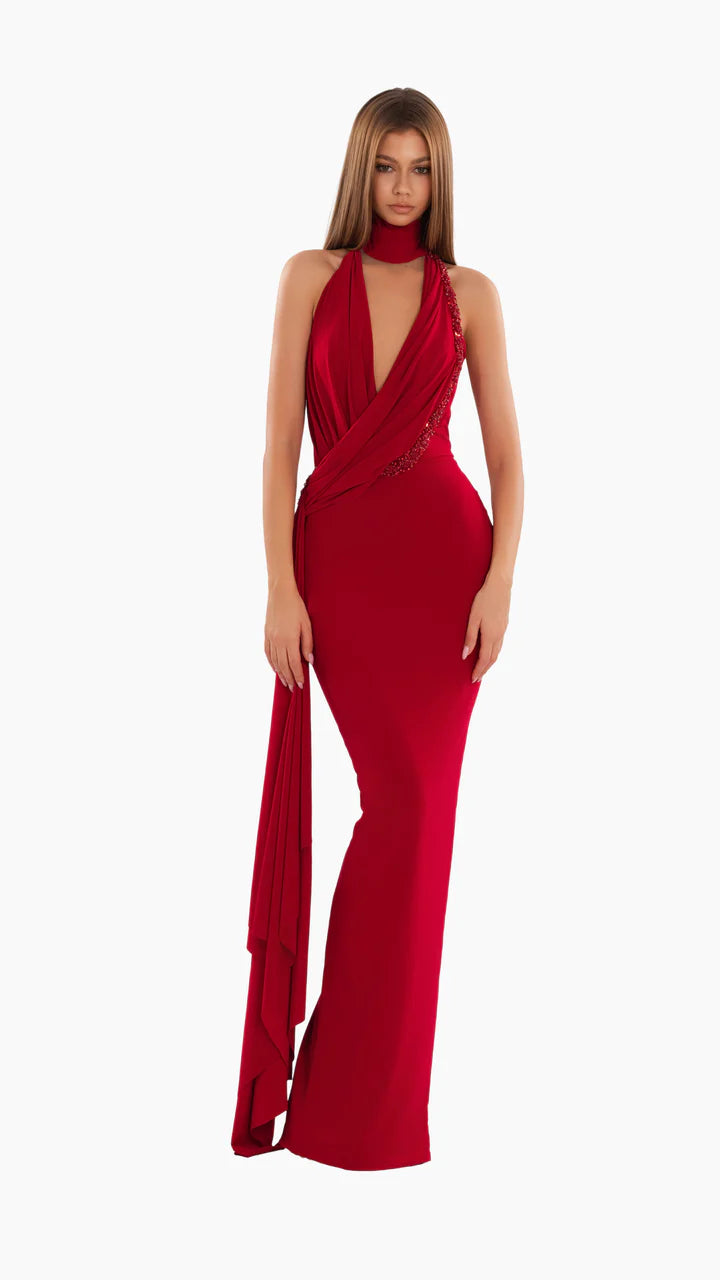 HALTER SCARLET GOWN