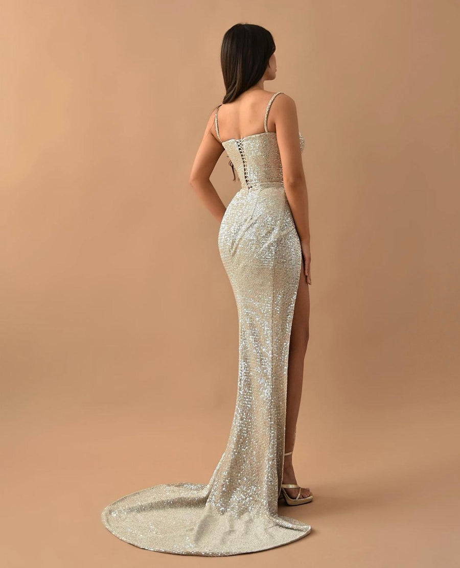 LS SEQUINS CORSET DRESS LS SEQUINS CORSET DRESS