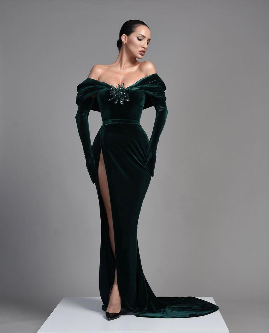 LS VELVET CORSET WITH DRAPED SHAWL