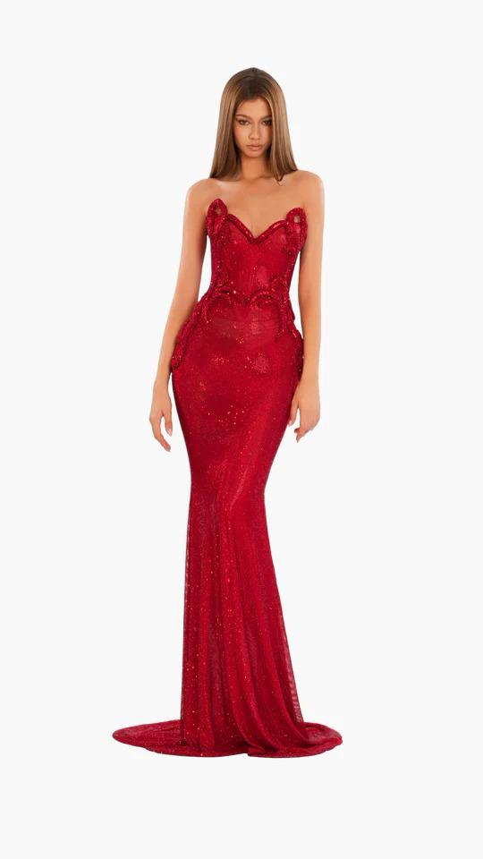 RUBY BEADED SWEETHEART GOWN