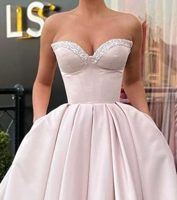 LS BEADED BUSTIER MIDI GOWN