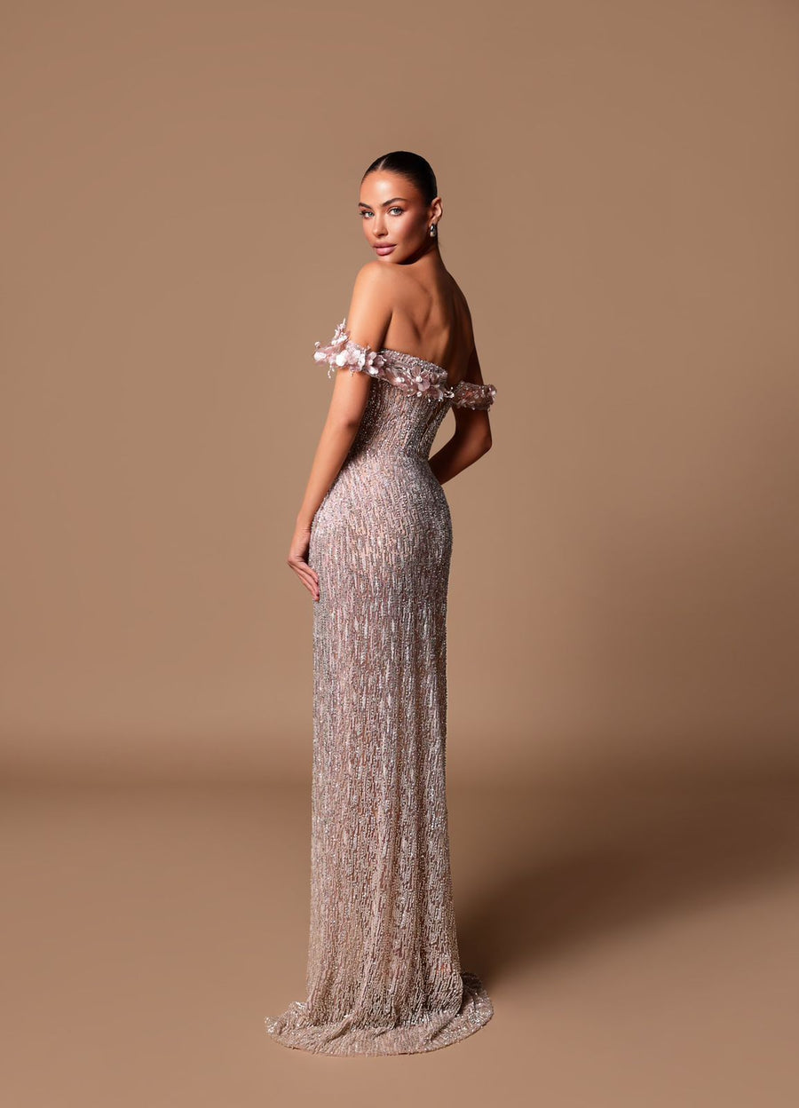 SABELA BEADED FLORAL GOWN