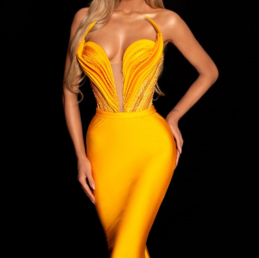 ALBINA DYLA YELLOW CORSET DRESS