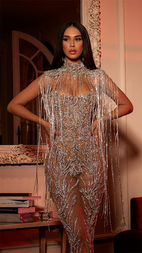 ALBINA DYLA SWAROVSKI DIAMOND TASSEL DRESS ALBINA DYLA SWAROVSKI DIAMOND TASSEL DRESS