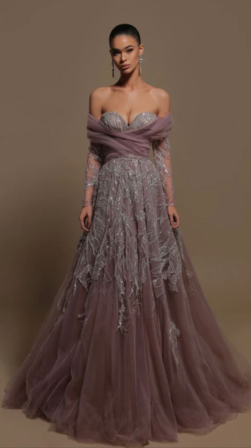 FAYETTE TULLE BEADED A LINE GOWN