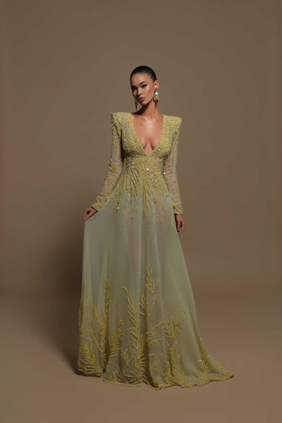 MANETTE BEADED A LINE GOWN