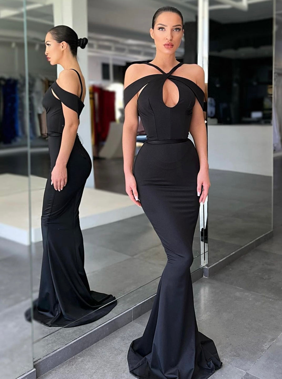 LS CROSSOVER BUST DROPPED SHOULDER GOWN
