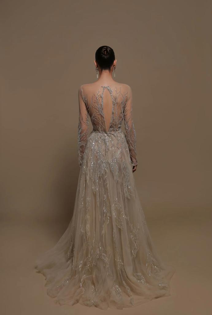 INES BEADED GOWN WITH BEADED OVERSKIRT